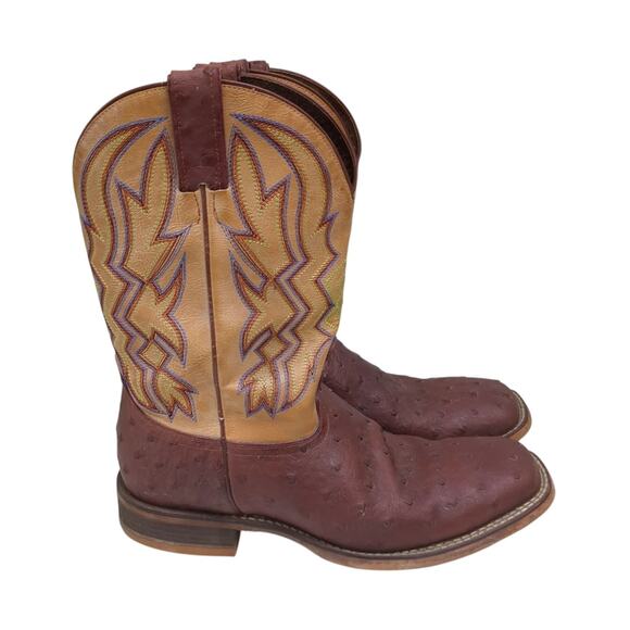Nocona Mens Full Quill Ostrich Leather Western Cowboy Boots Cognac 11 D main image 13